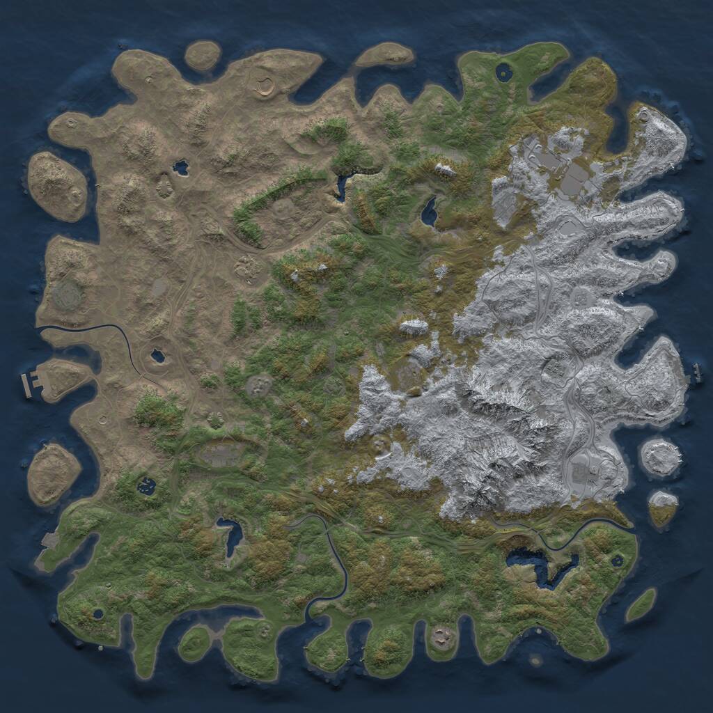 Rust Map: Procedural Map, Size: 6000, Seed: 2611, 17 Monuments