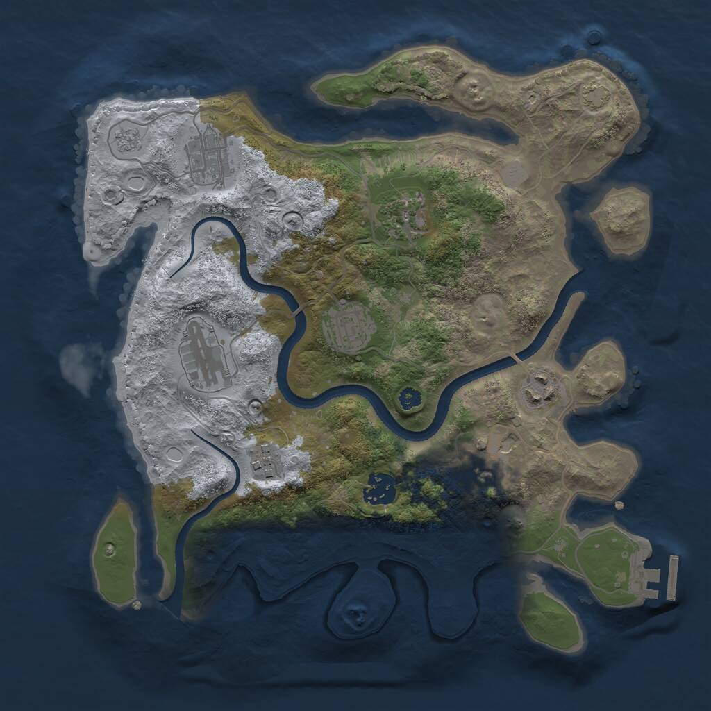 Rust Map: Procedural Map, Size: 3200, Seed: 128310841, 12 Monuments