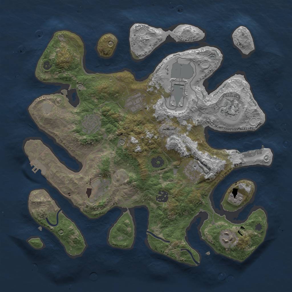 Rust Map: Procedural Map, Size: 3500, Seed: 3671355, 17 Monuments