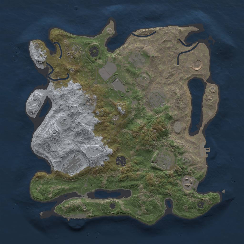 Rust Map: Procedural Map, Size: 3500, Seed: 1221974244, 18 Monuments