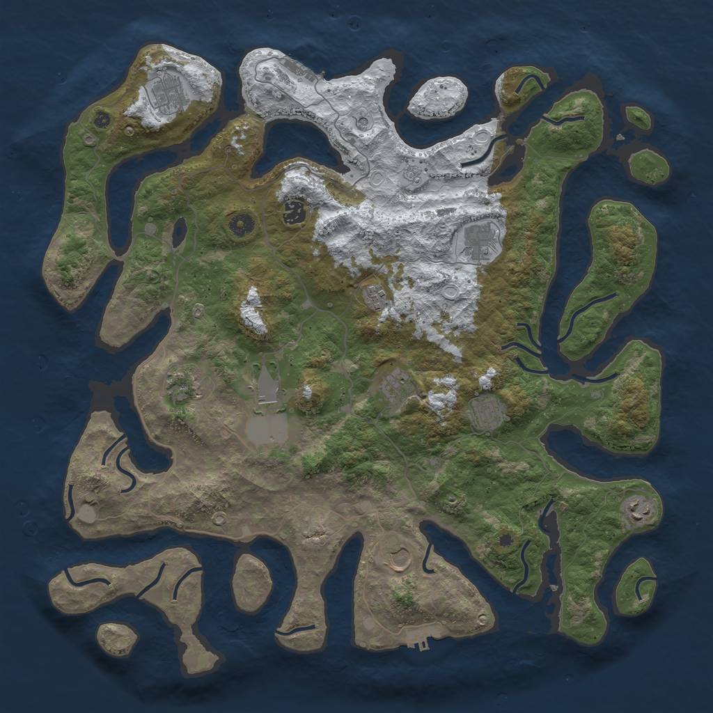 Rust Map: Procedural Map, Size: 4500, Seed: 5741, 19 Monuments
