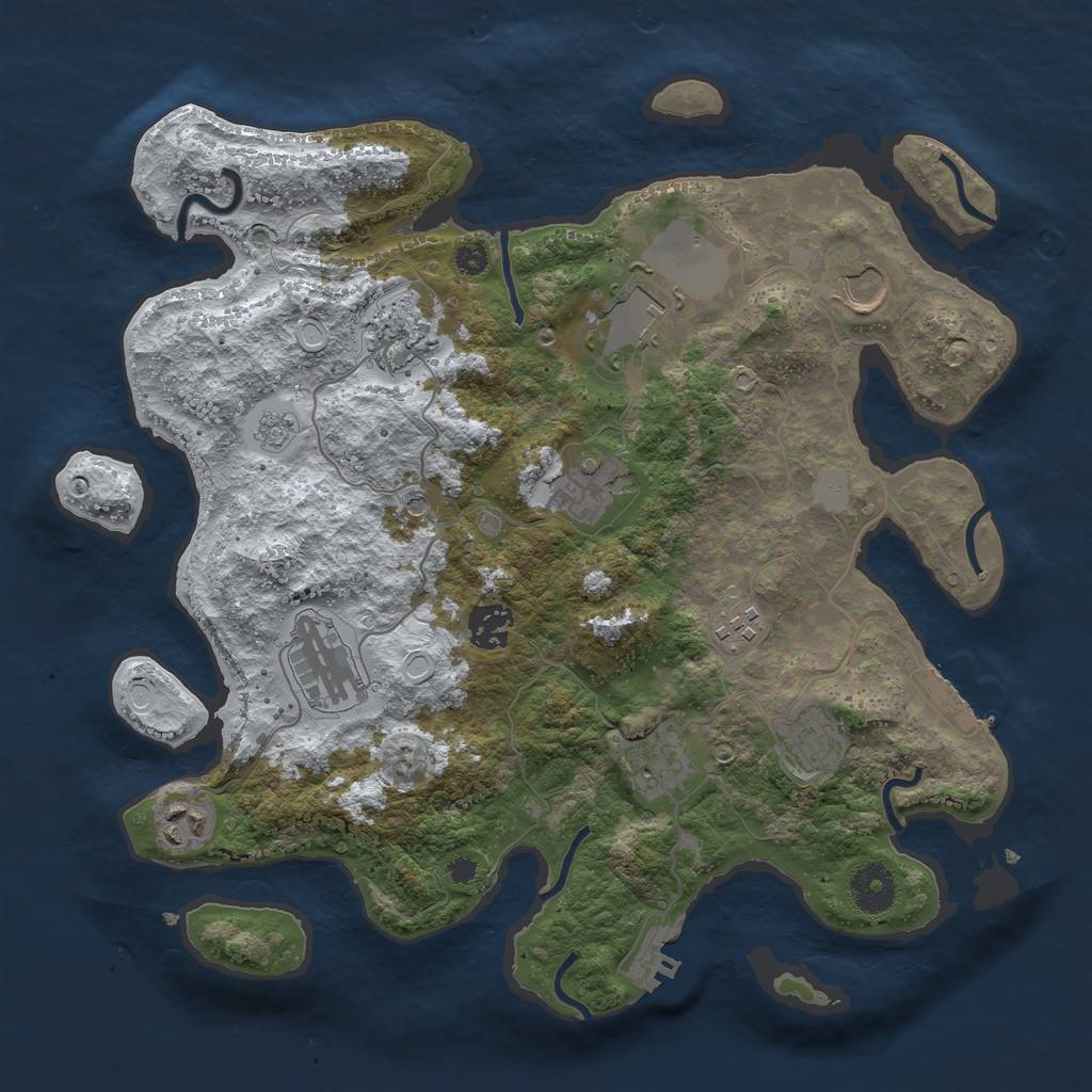 Rust Map: Procedural Map, Size: 3500, Seed: 543543, 19 Monuments