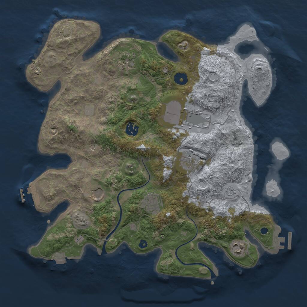 Rust Map: Procedural Map, Size: 3500, Seed: 378228037, 13 Monuments