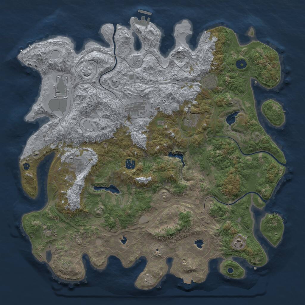 Rust Map: Procedural Map, Size: 4500, Seed: 3508899, 14 Monuments