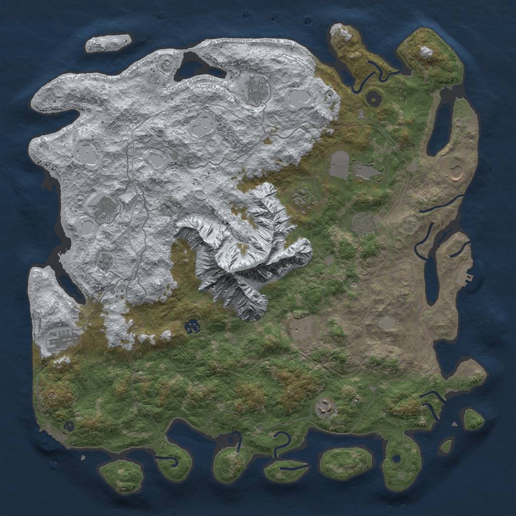 Rust Map: Procedural Map, Size: 5000, Seed: 1969553435, 20 Monuments