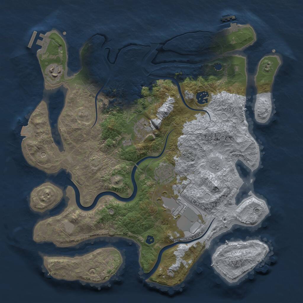 Rust Map: Procedural Map, Size: 3500, Seed: 63413, 12 Monuments