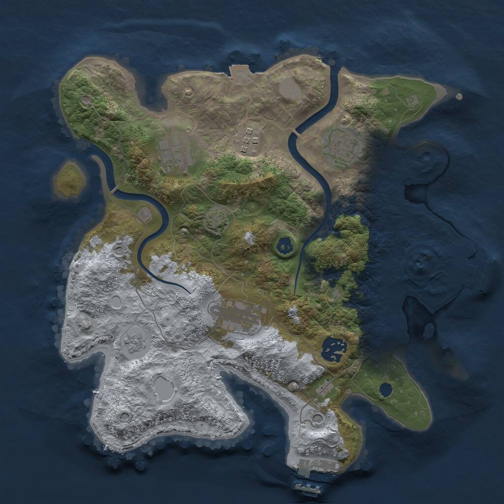 Rust Map: Procedural Map, Size: 3000, Seed: 1229463981, 11 Monuments