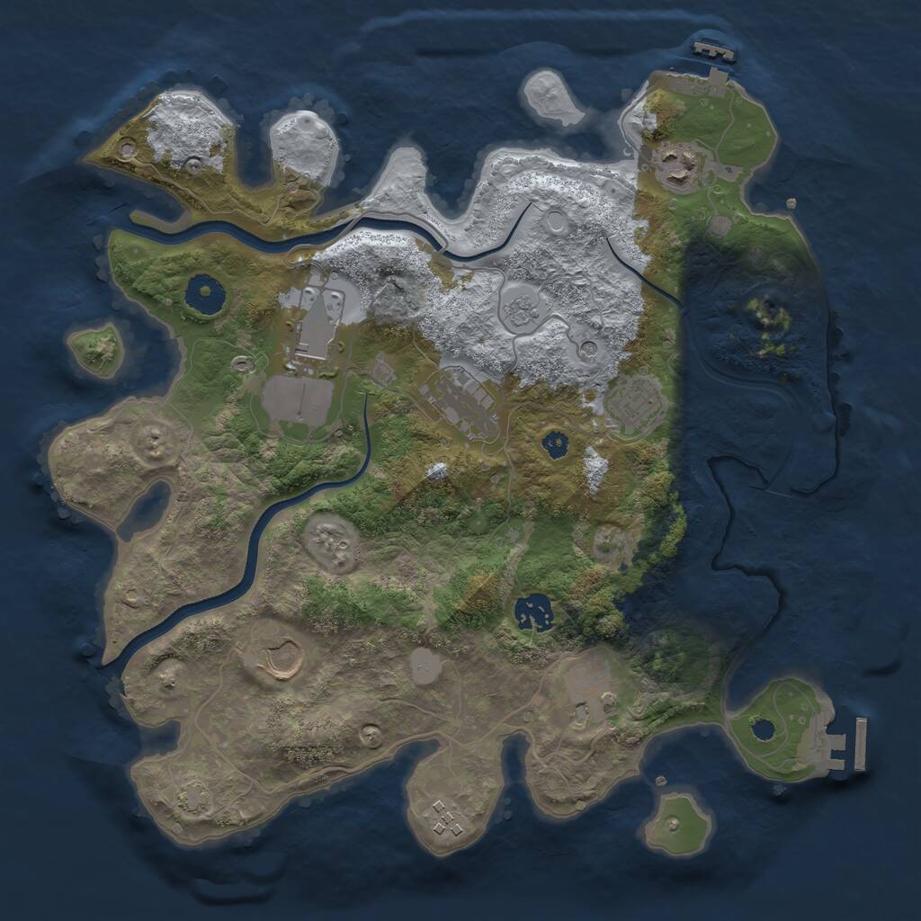 Rust Map: Procedural Map, Size: 3500, Seed: 544132091, 14 Monuments