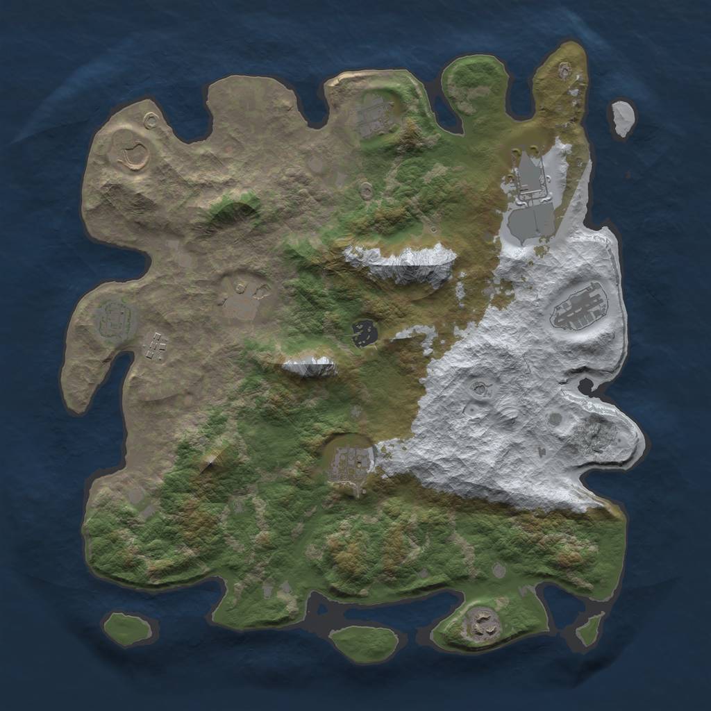 Rust Map: Barren, Size: 4000, Seed: 5397, 13 Monuments