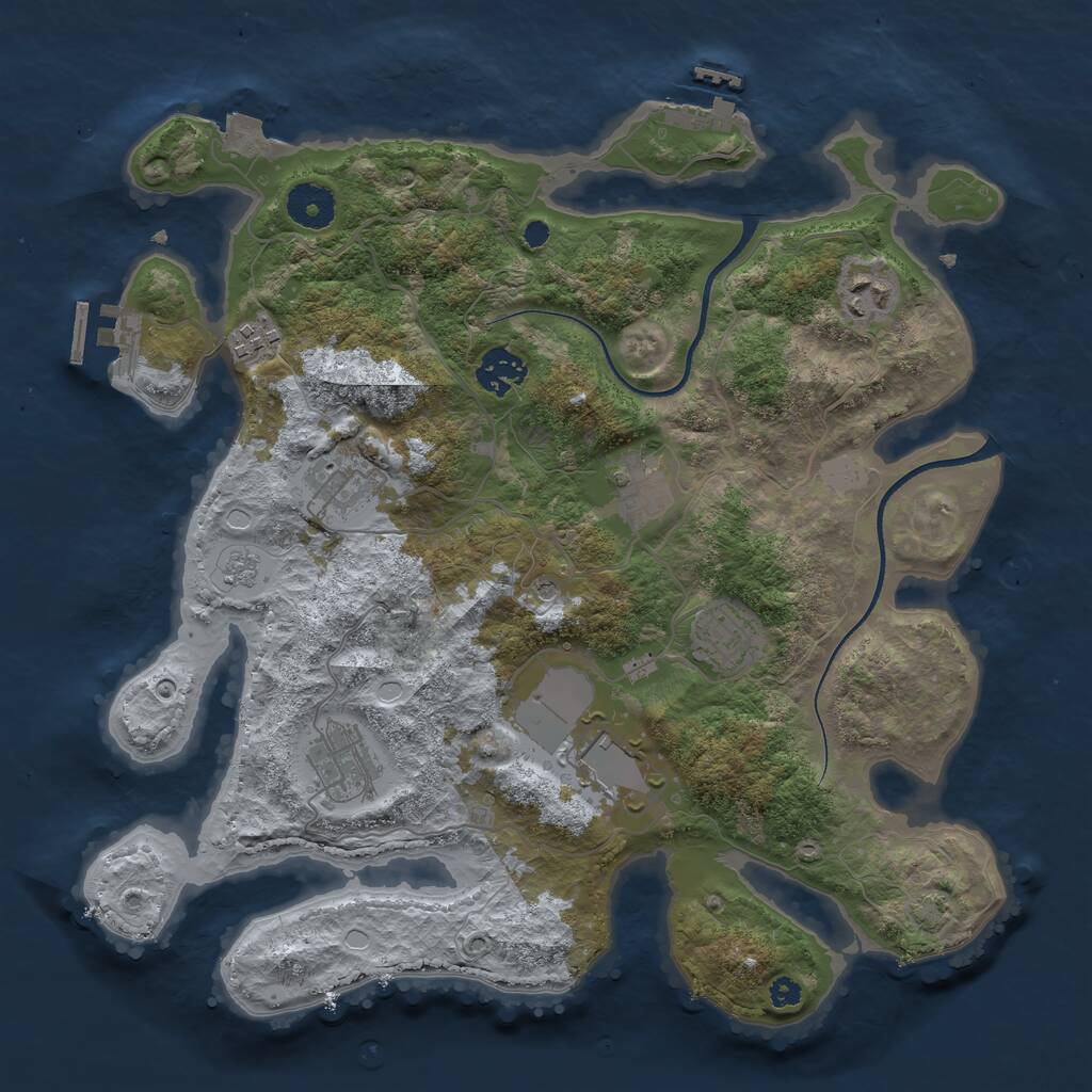 Rust Map: Procedural Map, Size: 3500, Seed: 1542, 14 Monuments