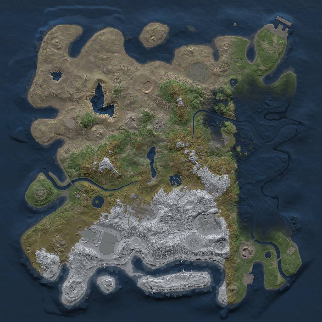 Rust Map: Procedural Map, Size: 4000, Seed: 345876, 16 Monuments