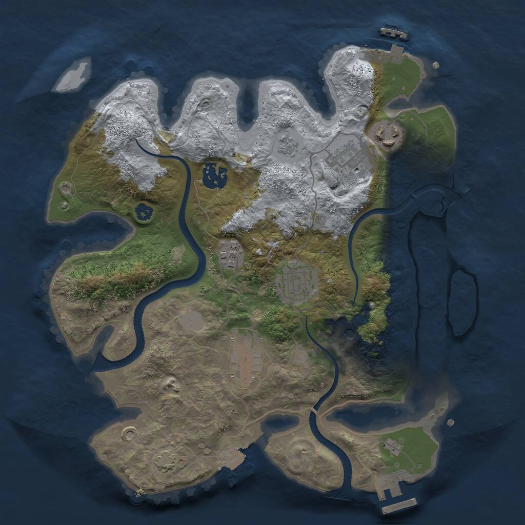 Rust Map: Procedural Map, Size: 3000, Seed: 86351847, 12 Monuments