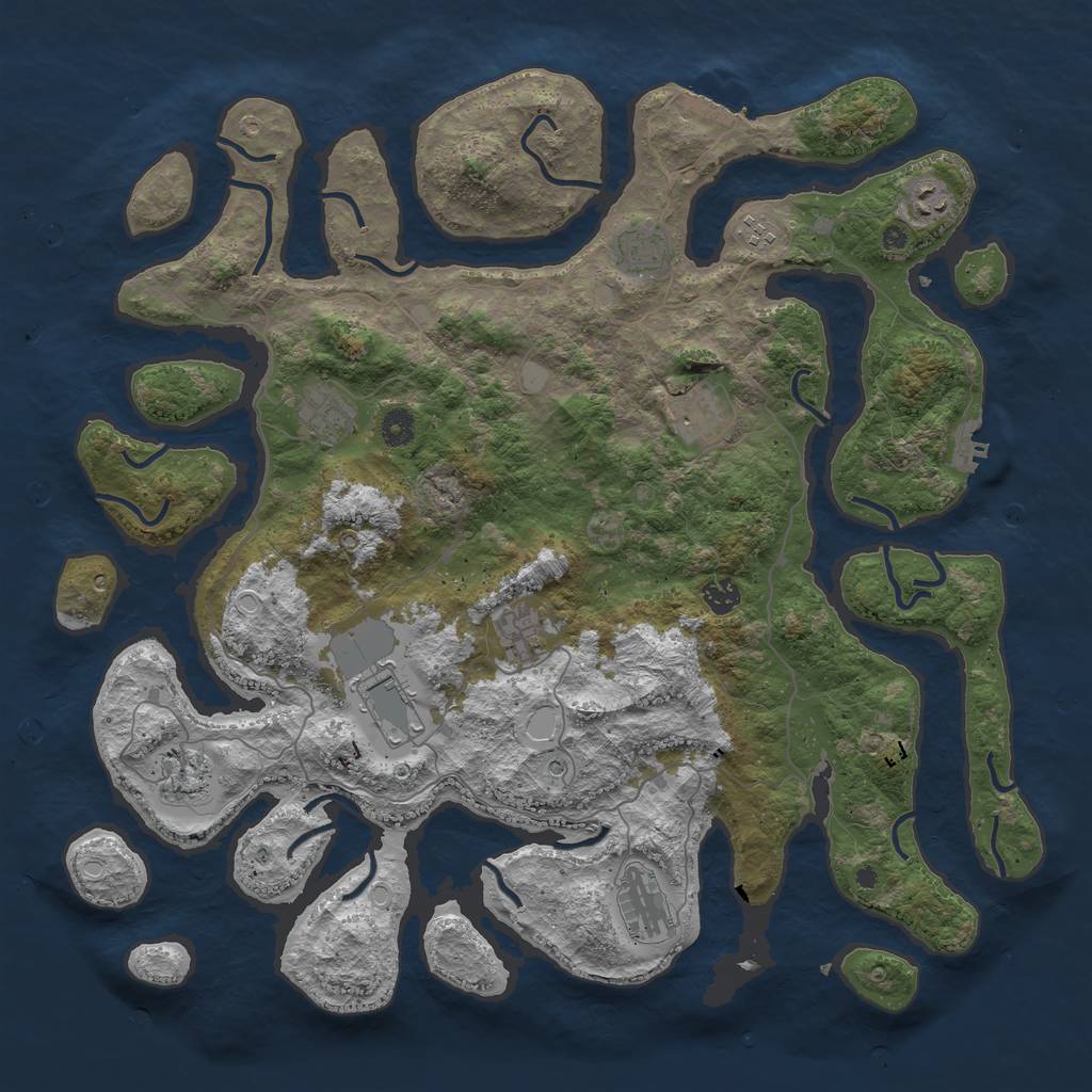 Rust Map: Procedural Map, Size: 4500, Seed: 399103, 18 Monuments