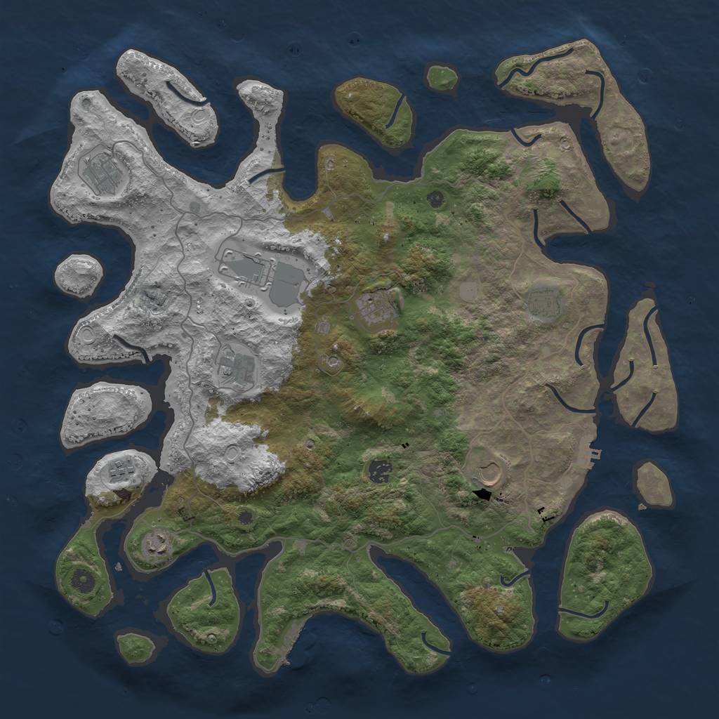Rust Map: Procedural Map, Size: 4500, Seed: 6410670, 17 Monuments