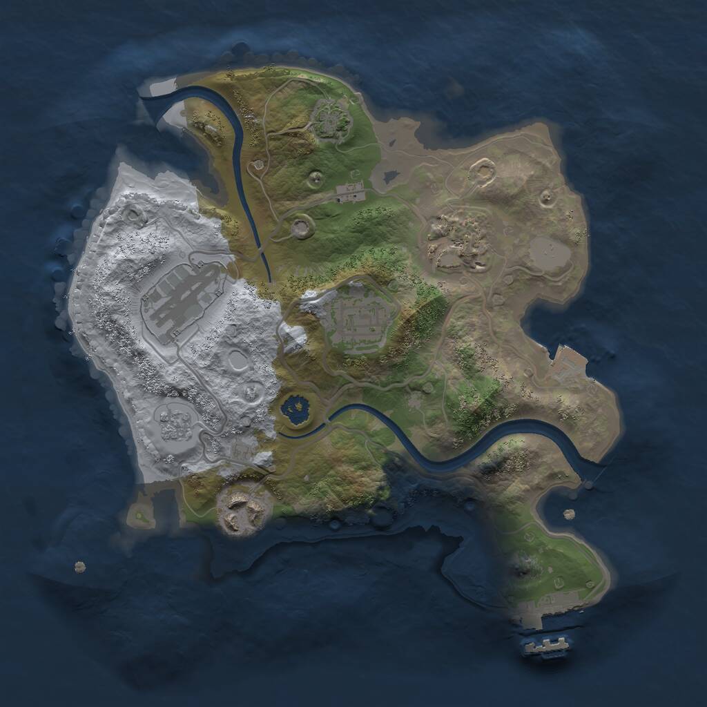 Rust Map: Procedural Map, Size: 2500, Seed: 404404, 8 Monuments