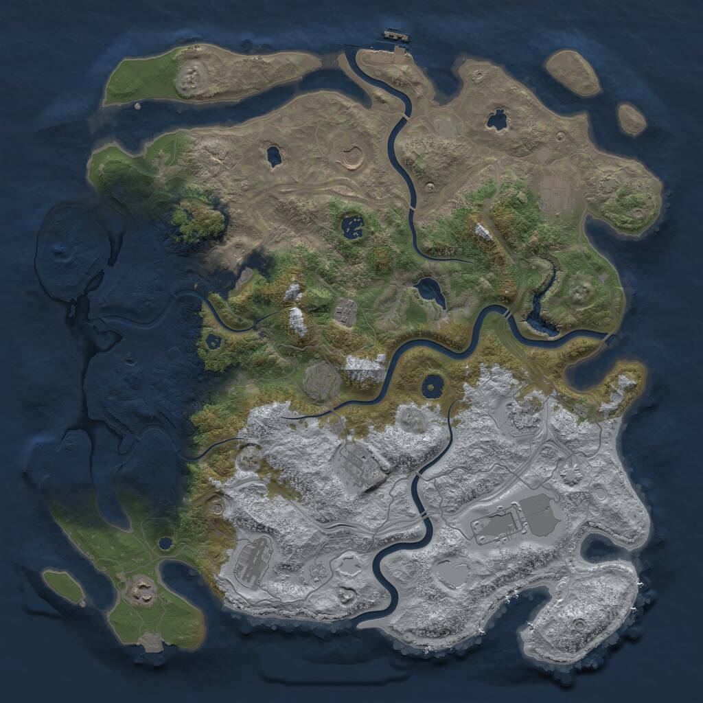 Rust Map: Procedural Map, Size: 4500, Seed: 2530417, 17 Monuments