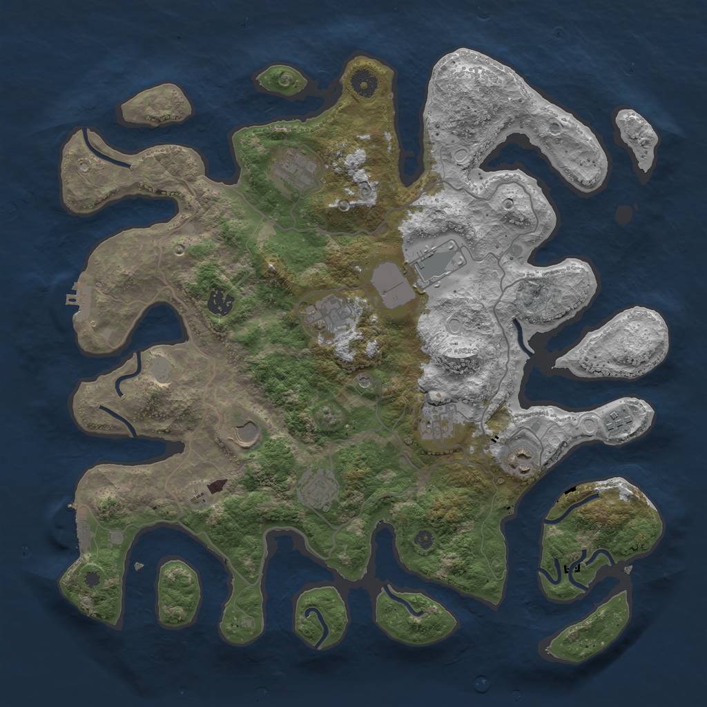 Rust Map: Procedural Map, Size: 4000, Seed: 286480871, 17 Monuments
