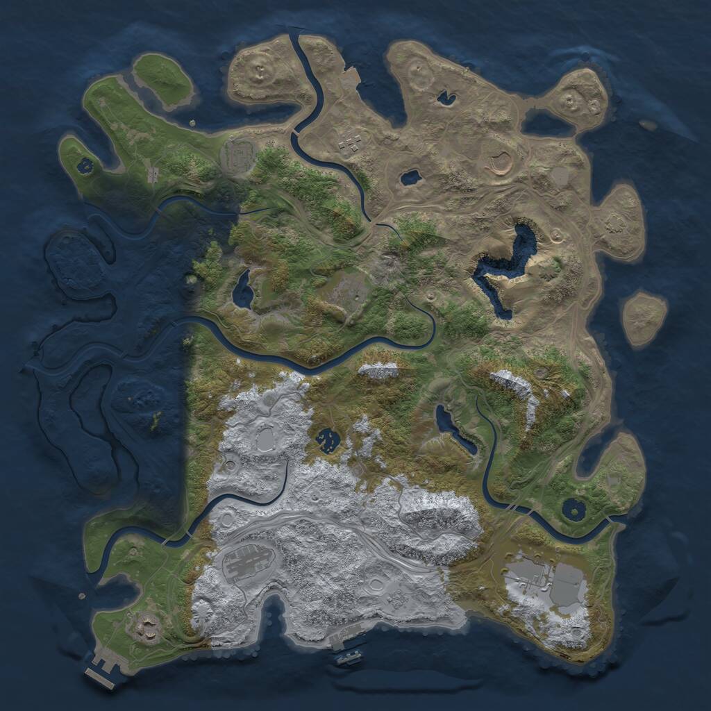 Rust Map: Procedural Map, Size: 4500, Seed: 396759, 14 Monuments