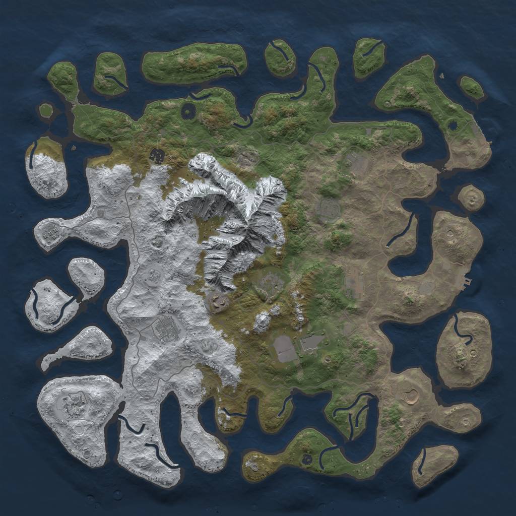 Rust Map: Procedural Map, Size: 5000, Seed: 494895546, 20 Monuments