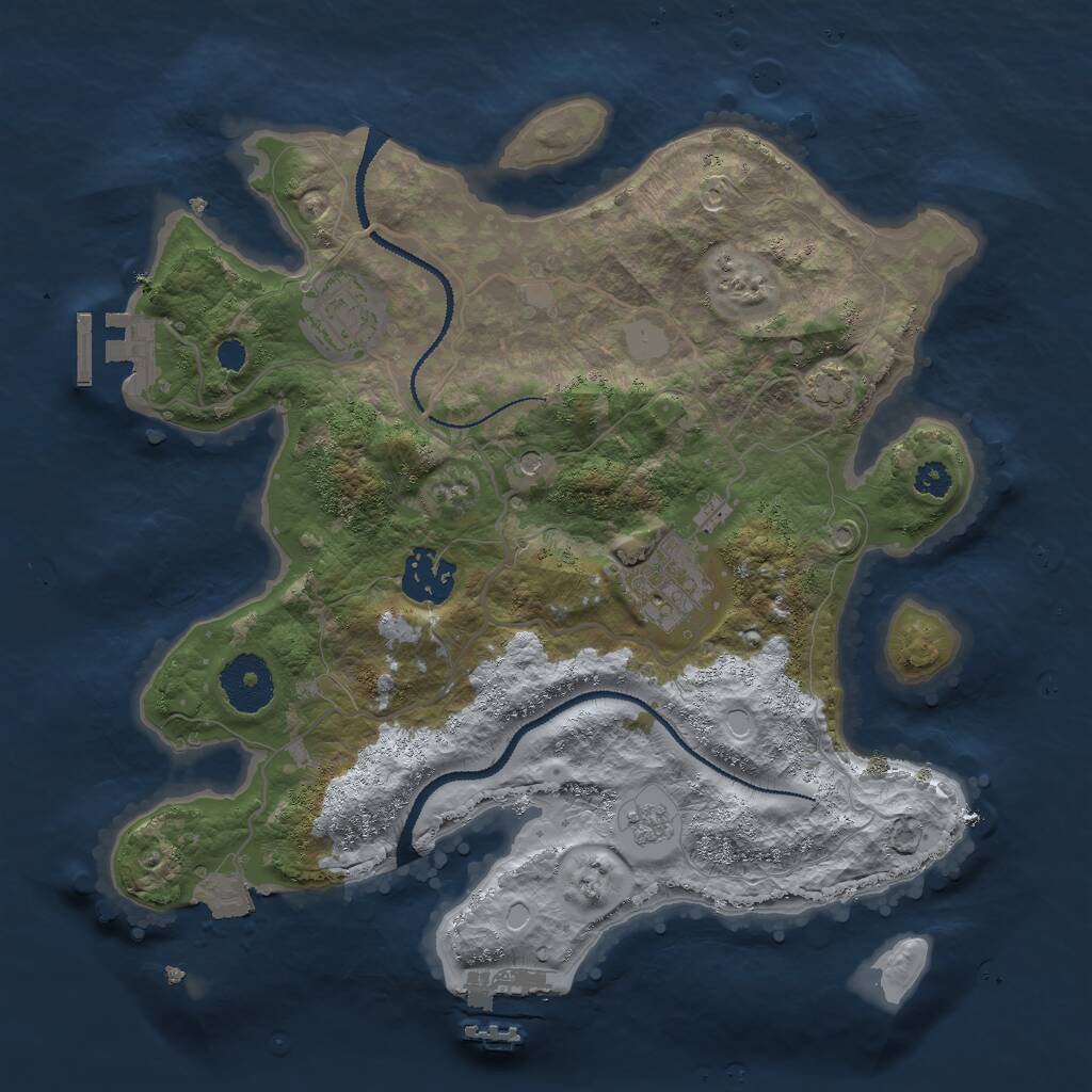 Rust Map: Procedural Map, Size: 3000, Seed: 2324, 9 Monuments