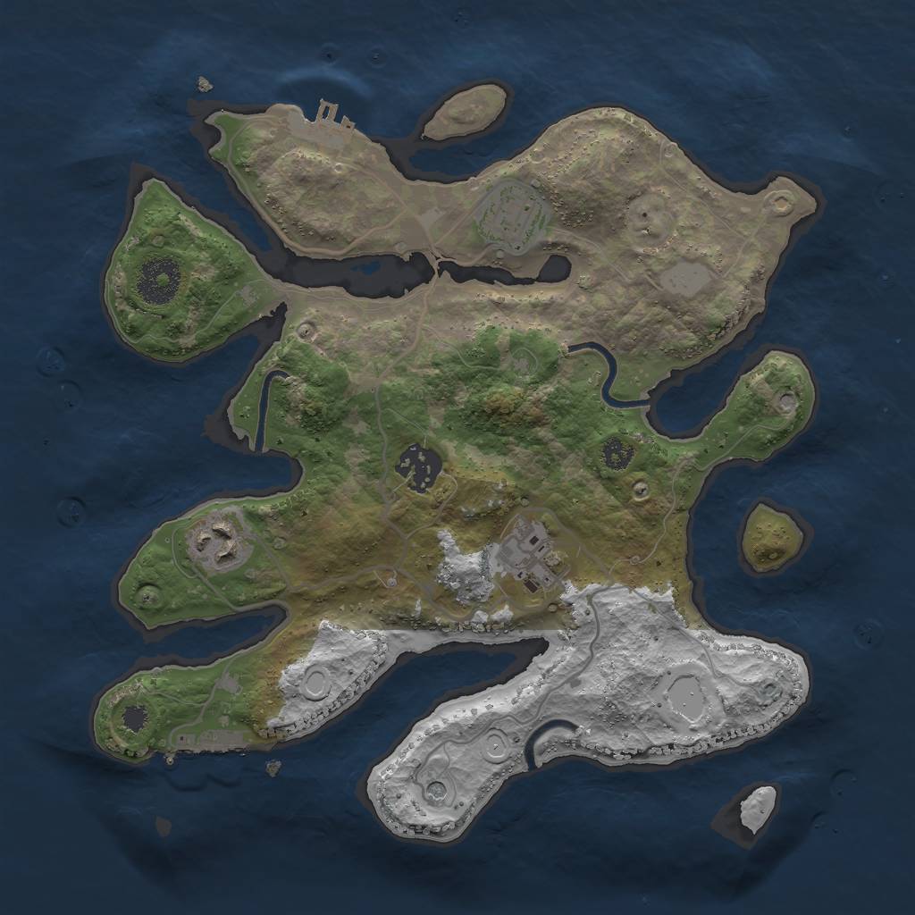 Rust Map: Procedural Map, Size: 3000, Seed: 2324, 12 Monuments