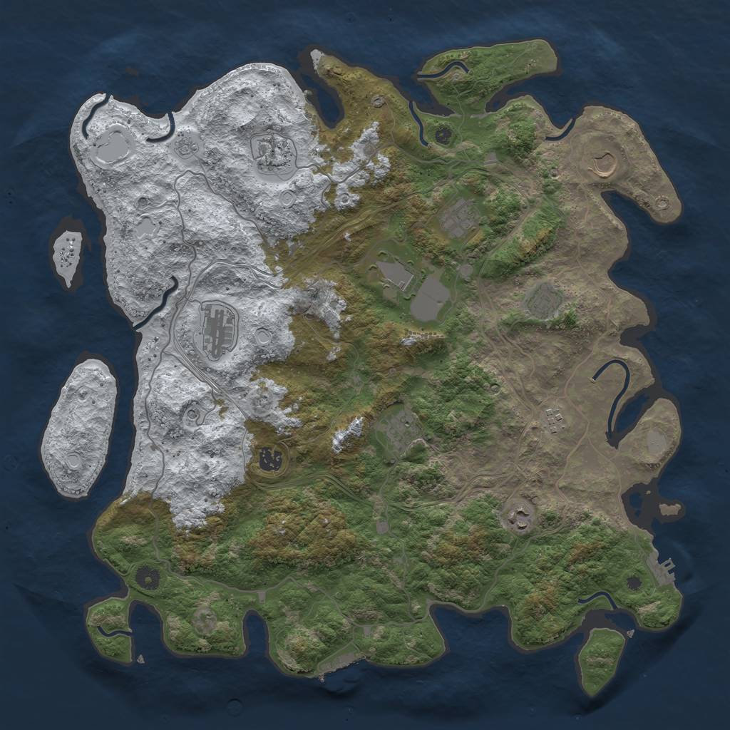Rust Map: Procedural Map, Size: 4500, Seed: 443714516, 19 Monuments
