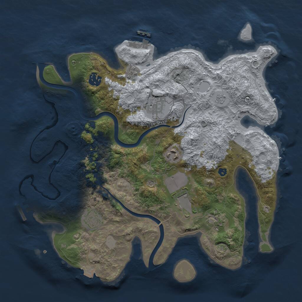 Rust Map: Procedural Map, Size: 3500, Seed: 987654, 13 Monuments