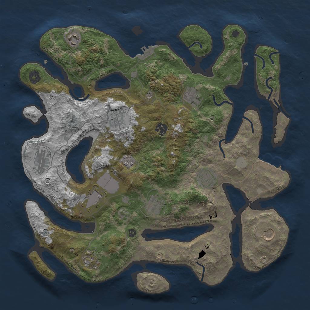 Rust Map: Procedural Map, Size: 3800, Seed: 100816564, 19 Monuments