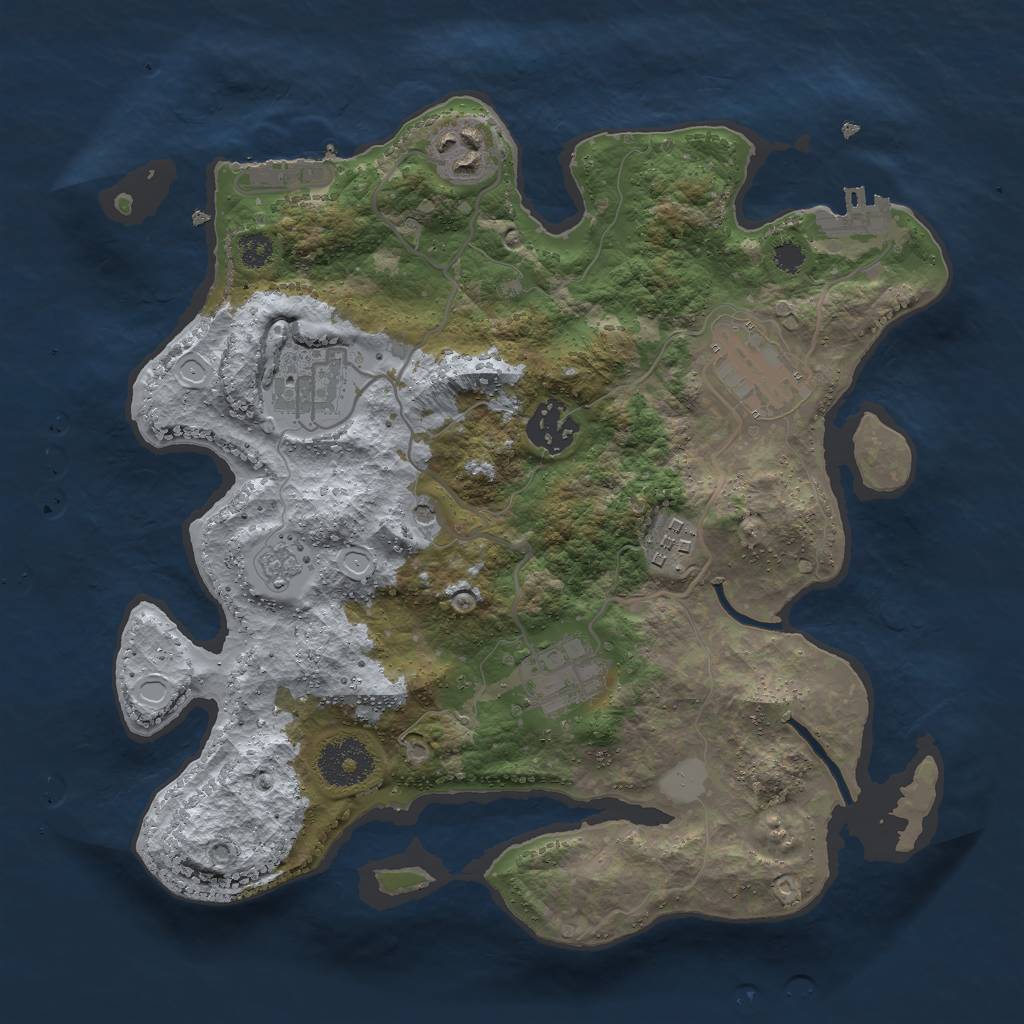 Rust Map: Procedural Map, Size: 3000, Seed: 107821422, 13 Monuments