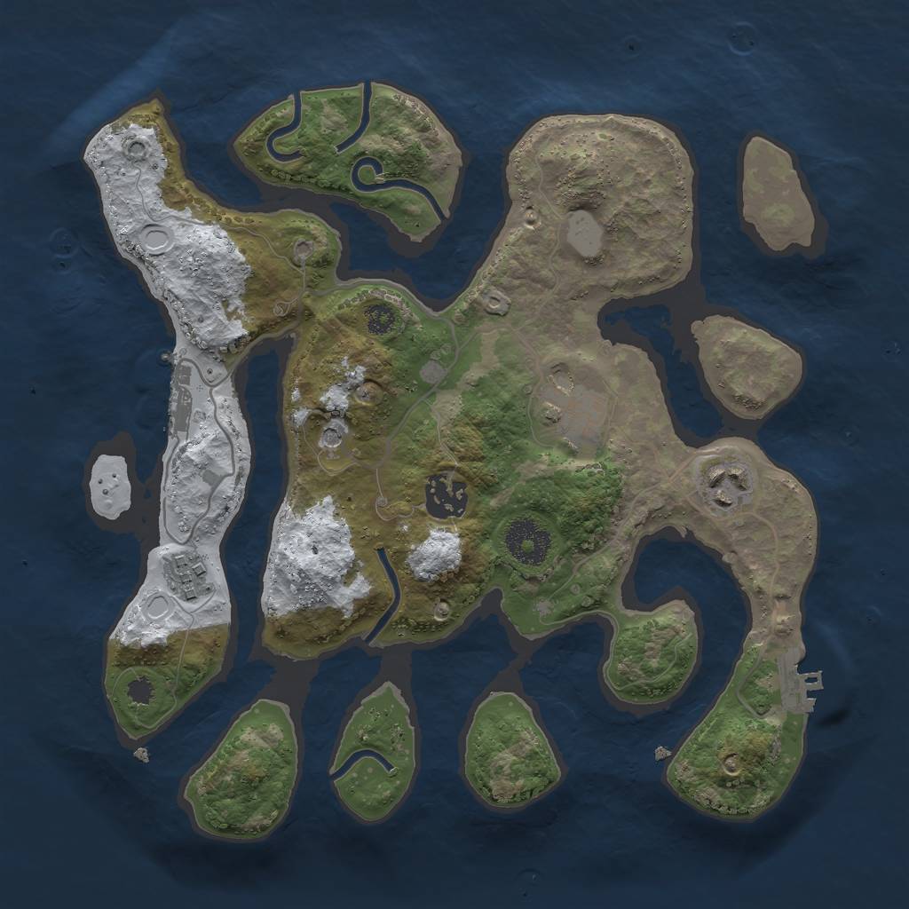 Rust Map: Procedural Map, Size: 3000, Seed: 59596, 12 Monuments