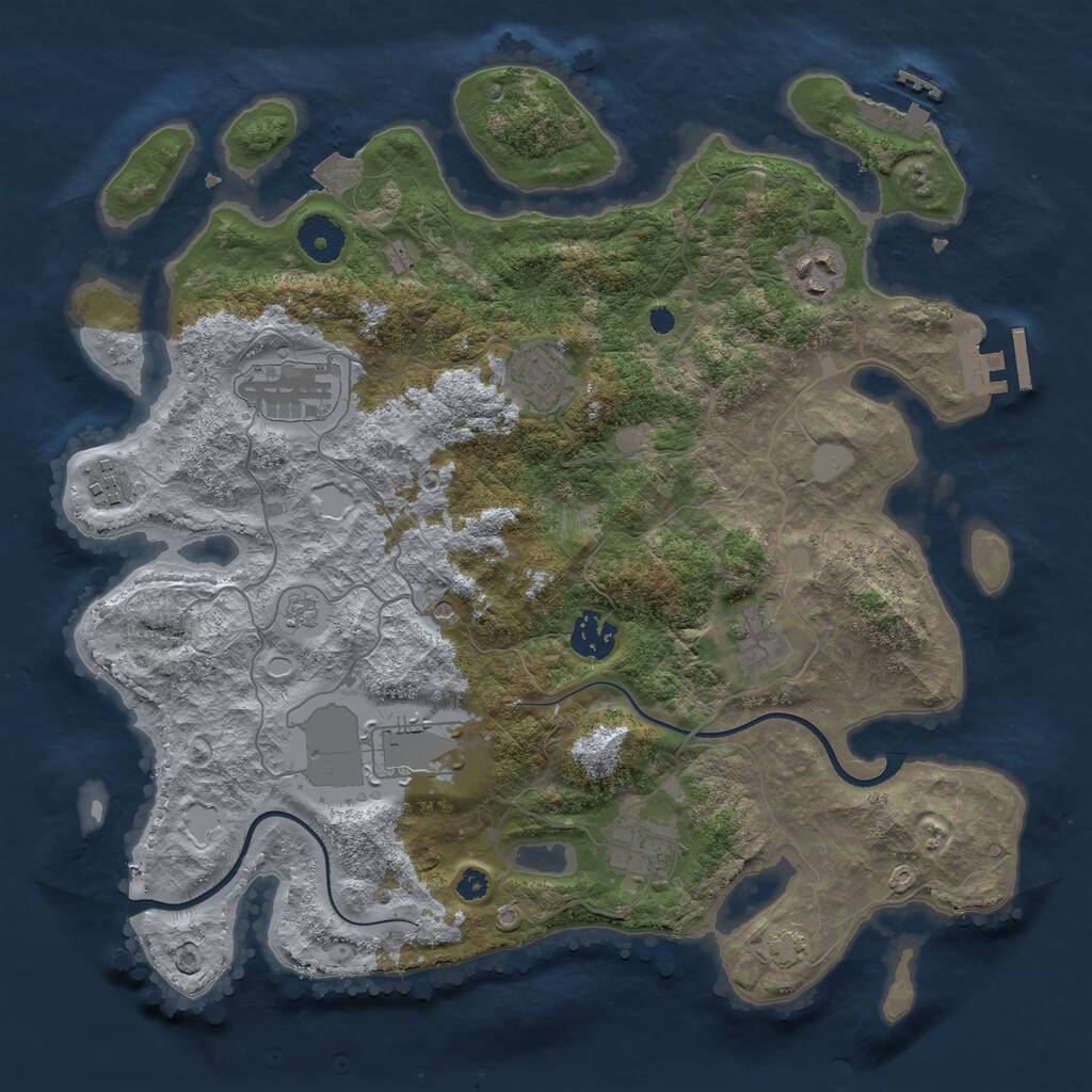 Rust Map: Procedural Map, Size: 3550, Seed: 379767, 14 Monuments