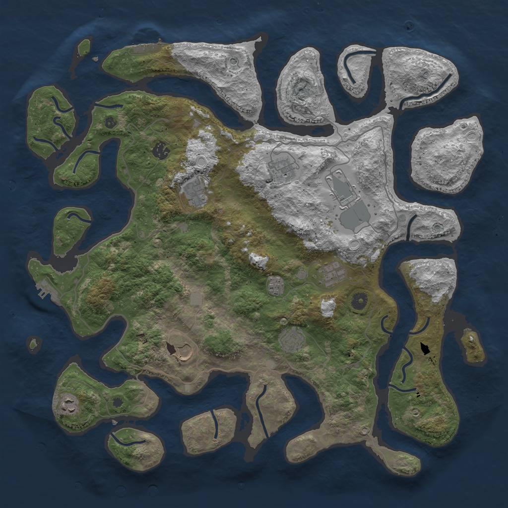 Rust Map: Procedural Map, Size: 4500, Seed: 6051508, 17 Monuments