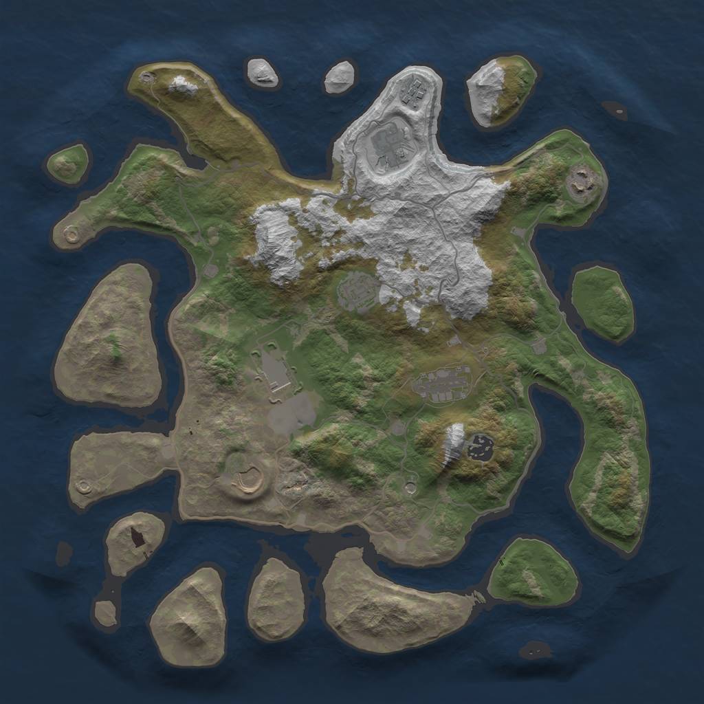 Rust Map: Barren, Size: 4000, Seed: 11555000, 11 Monuments