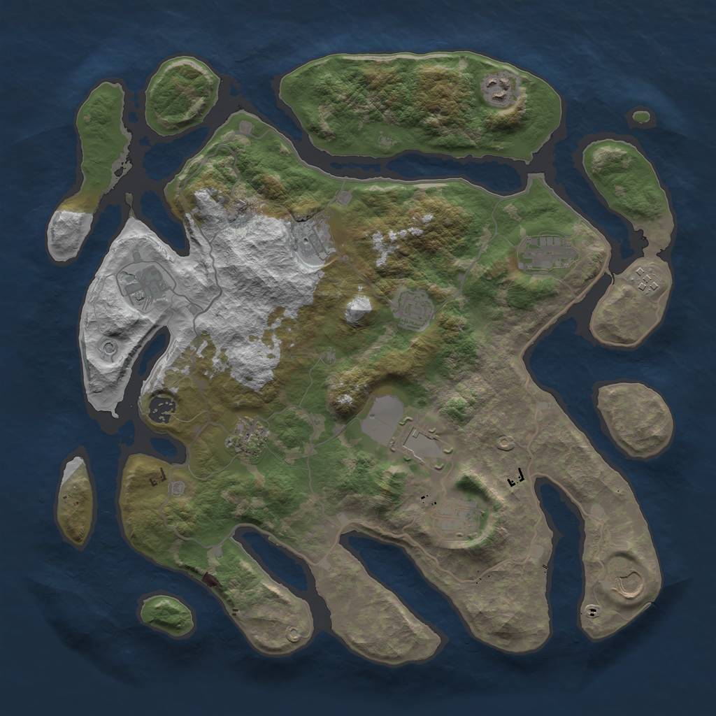 Rust Map: Barren, Size: 4000, Seed: 2, 14 Monuments