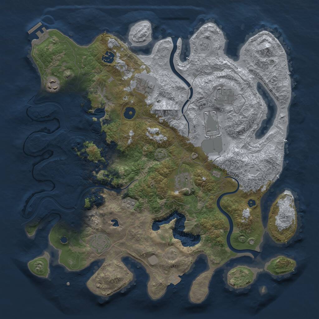 Rust Map: Procedural Map, Size: 4000, Seed: 5001, 13 Monuments
