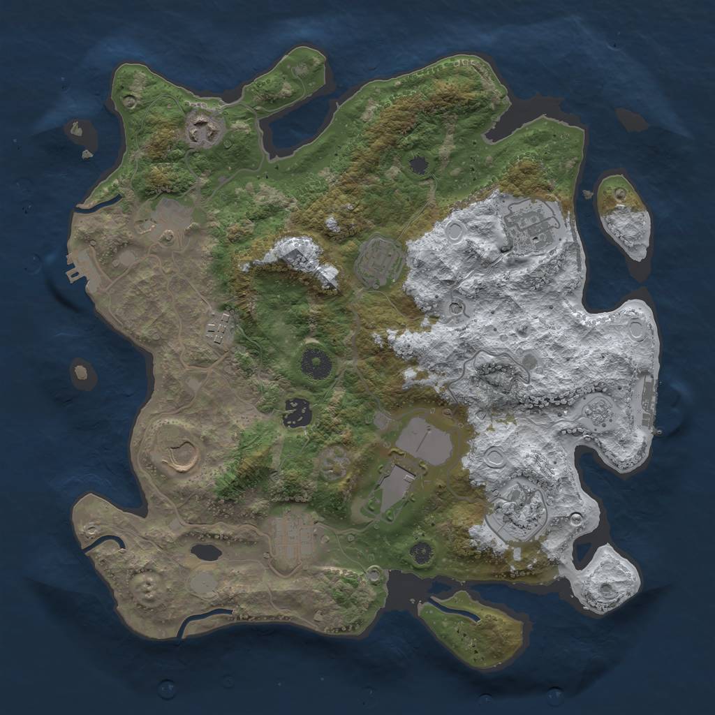 Rust Map: Procedural Map, Size: 3500, Seed: 49, 19 Monuments