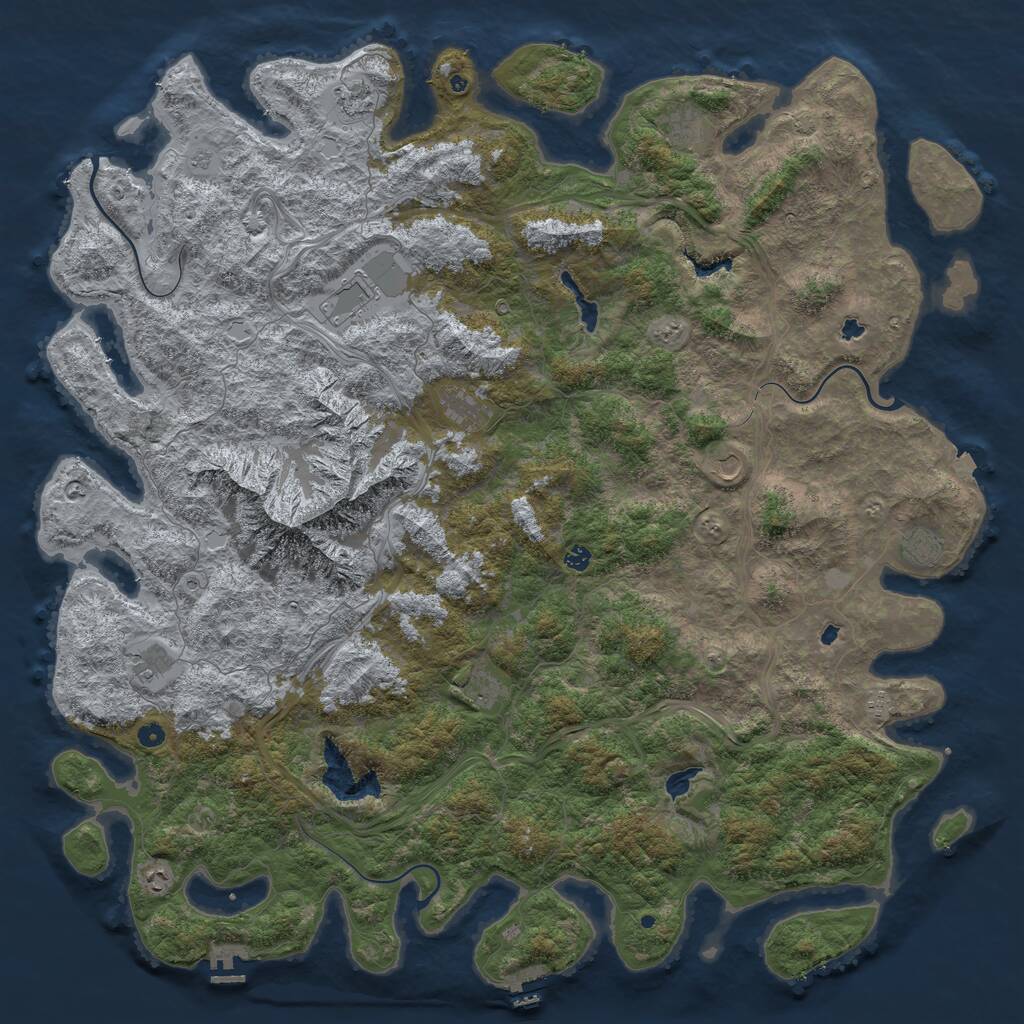 Rust Map: Procedural Map, Size: 6000, Seed: 23458971, 17 Monuments