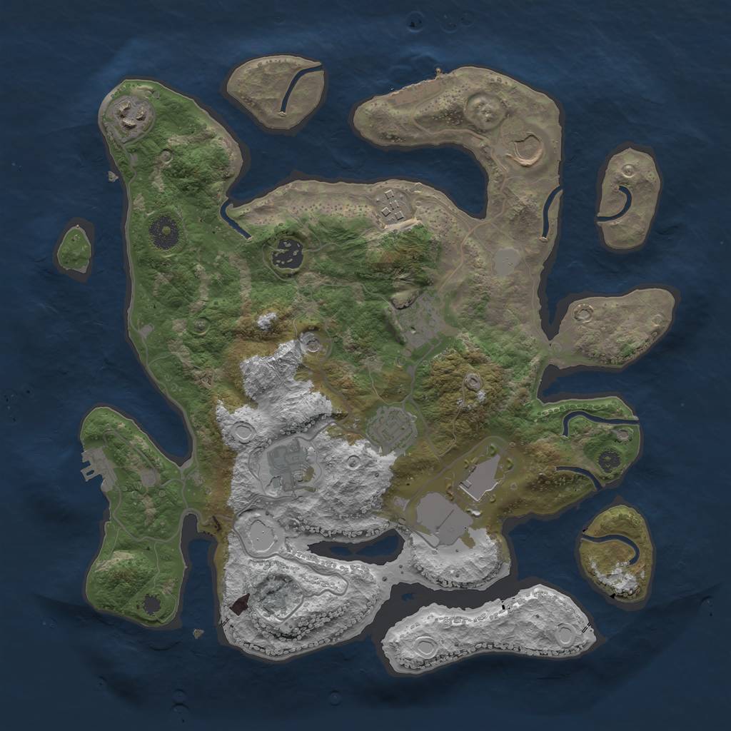 Rust Map: Procedural Map, Size: 3500, Seed: 133412356, 16 Monuments