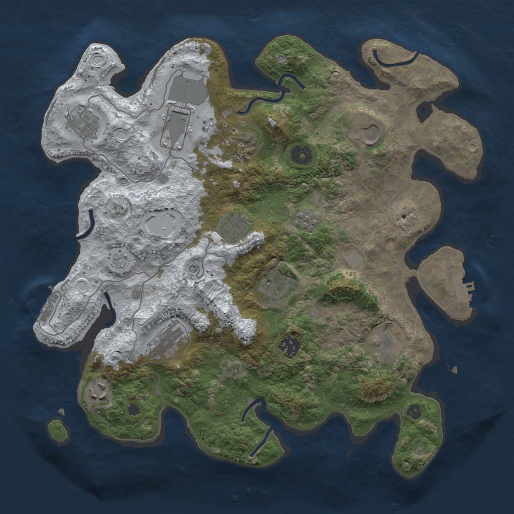 Rust Map: Procedural Map, Size: 3700, Seed: 2076532, 20 Monuments