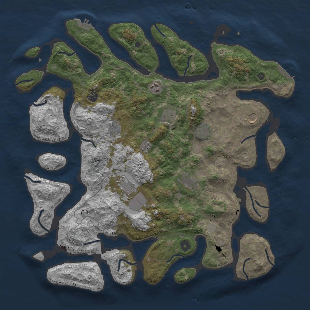 Rust Map: Procedural Map, Size: 4500, Seed: 666458, 17 Monuments