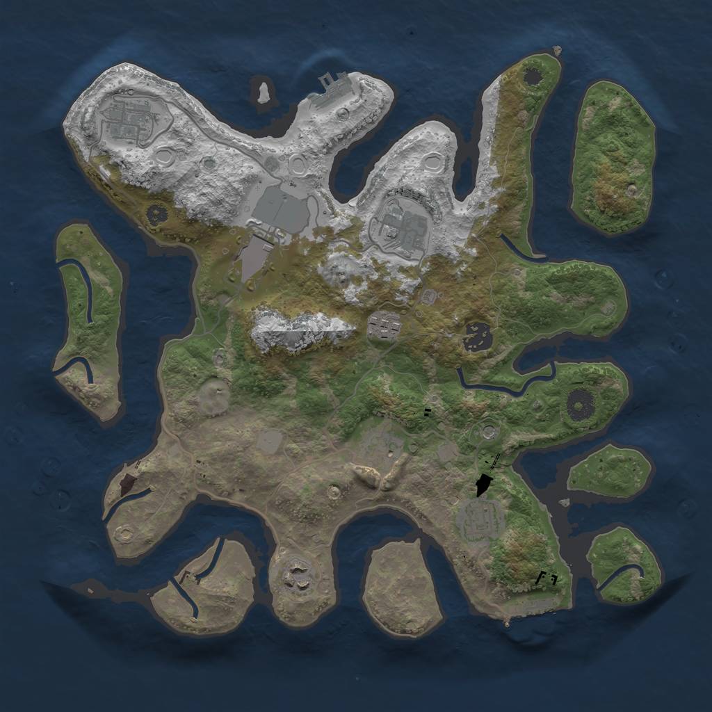 Rust Map: Procedural Map, Size: 3500, Seed: 9866513, 16 Monuments