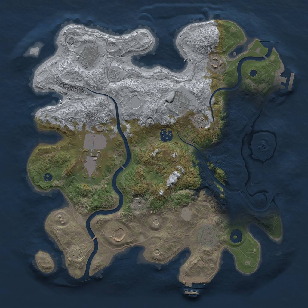 Rust Map: Procedural Map, Size: 3500, Seed: 512920531, 14 Monuments