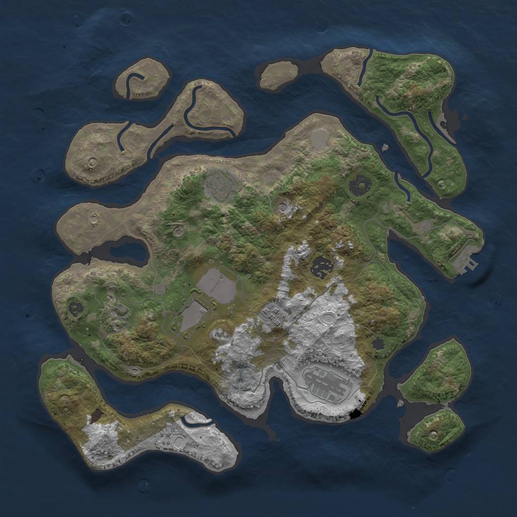 Rust Map: Procedural Map, Size: 3550, Seed: 66036, 13 Monuments