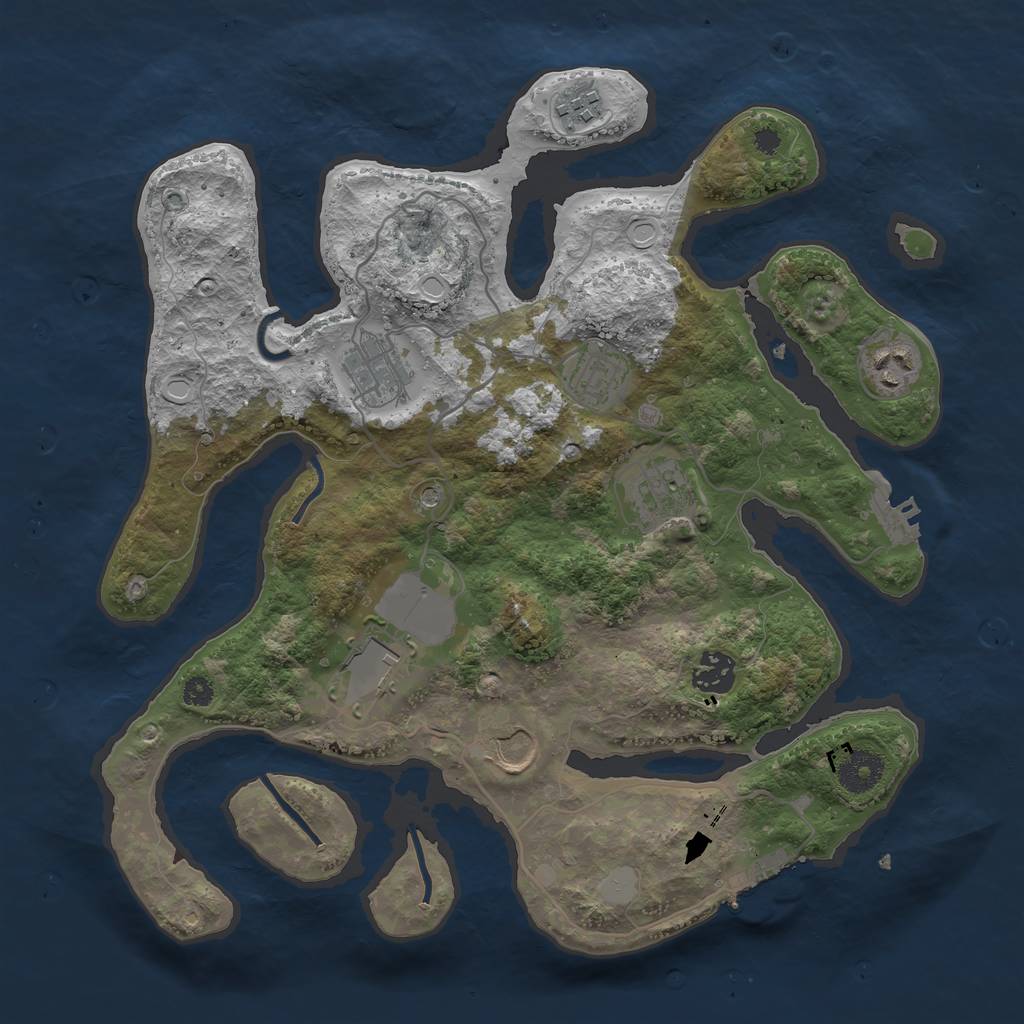 Rust Map: Procedural Map, Size: 3500, Seed: 1596678914, 16 Monuments