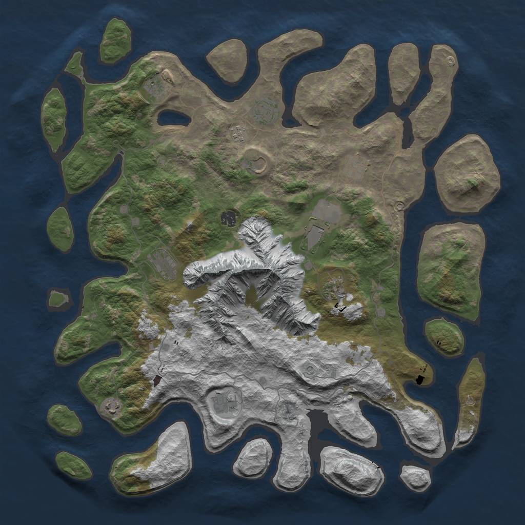 Rust Map: Barren, Size: 5000, Seed: 572252, 14 Monuments