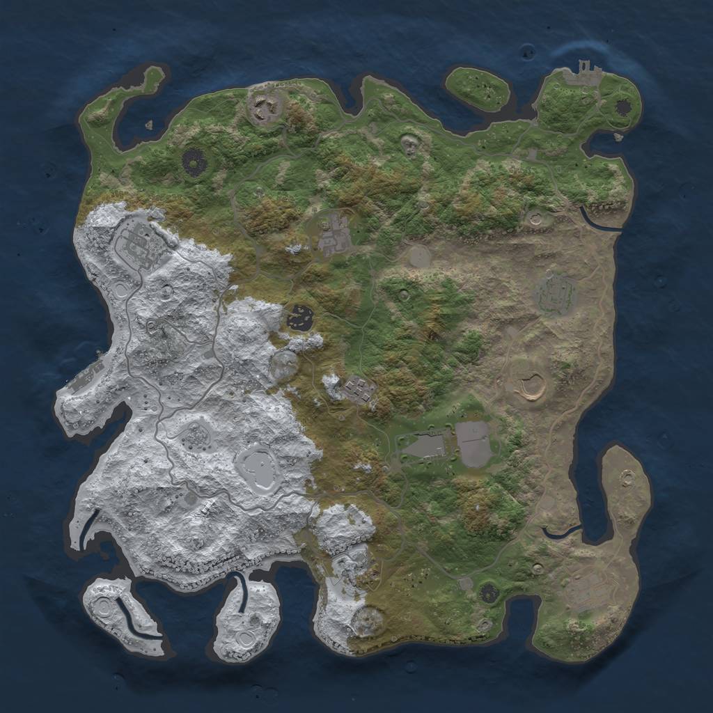 Rust Map: Procedural Map, Size: 4000, Seed: 7788, 19 Monuments