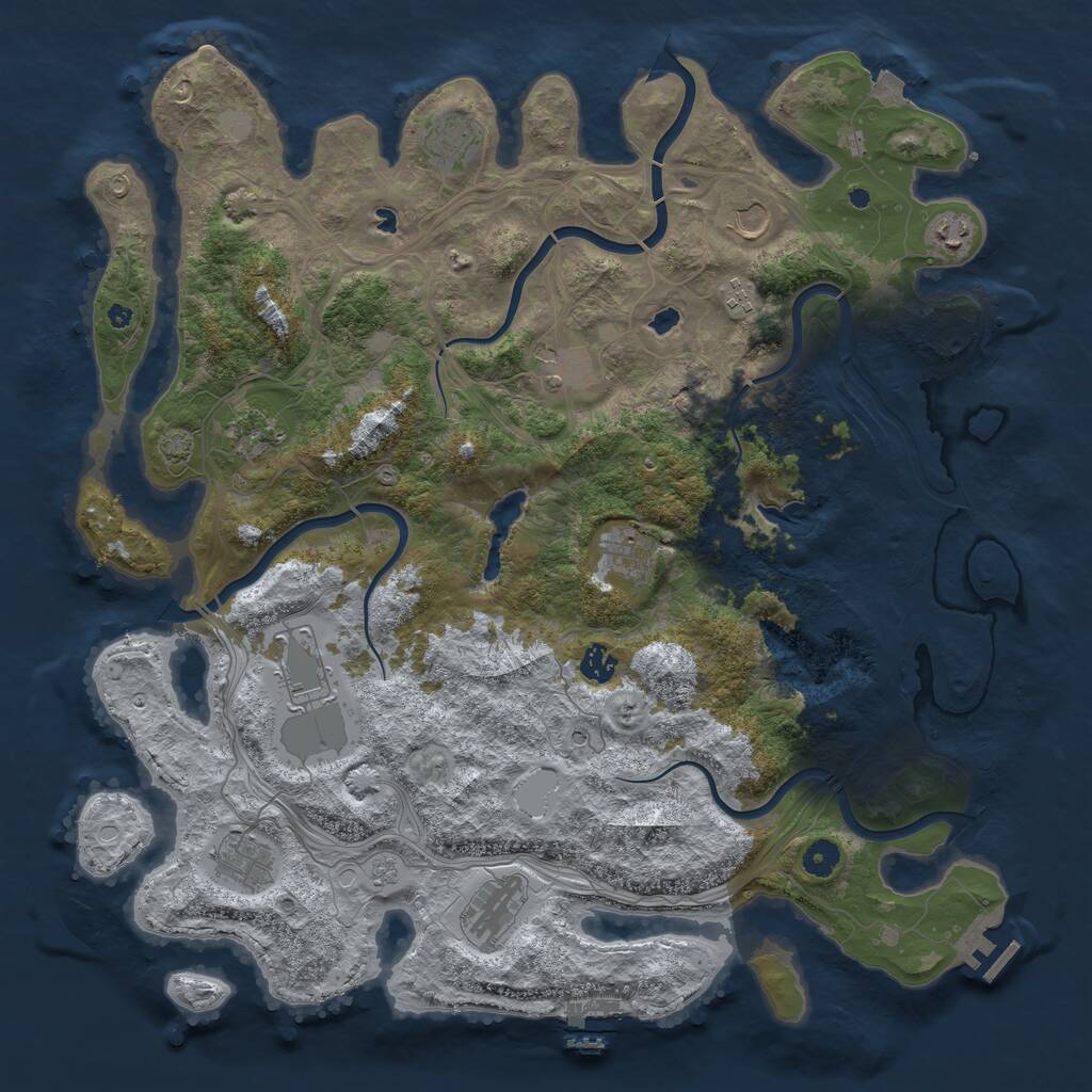 Rust Map: Procedural Map, Size: 4500, Seed: 86023, 17 Monuments
