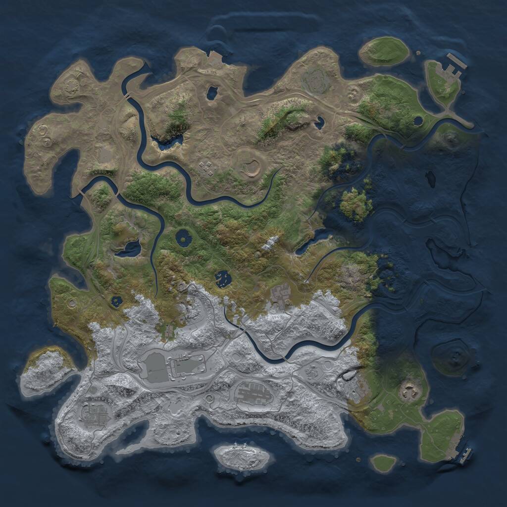 Rust Map: Procedural Map, Size: 4500, Seed: 56570675, 17 Monuments