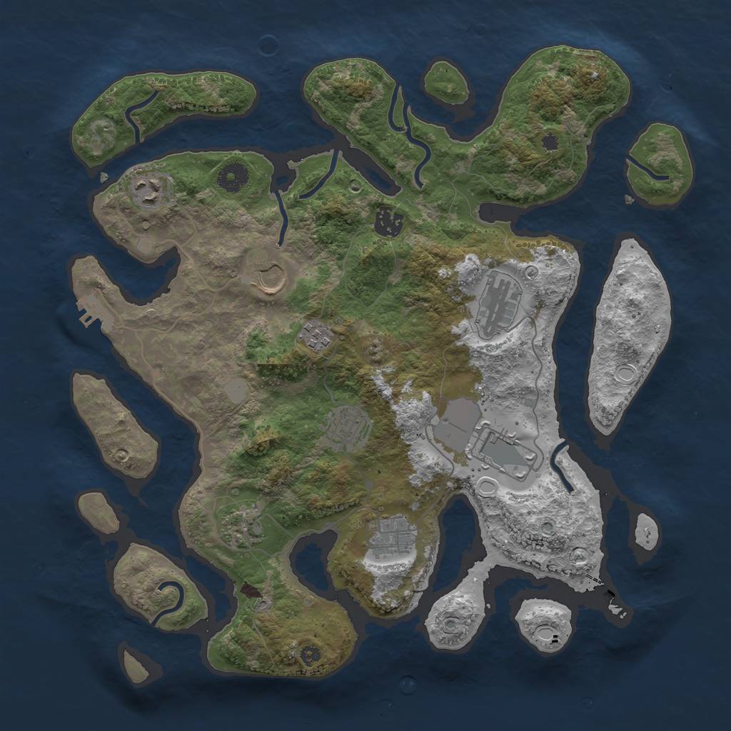Rust Map: Procedural Map, Size: 3700, Seed: 444930965, 15 Monuments