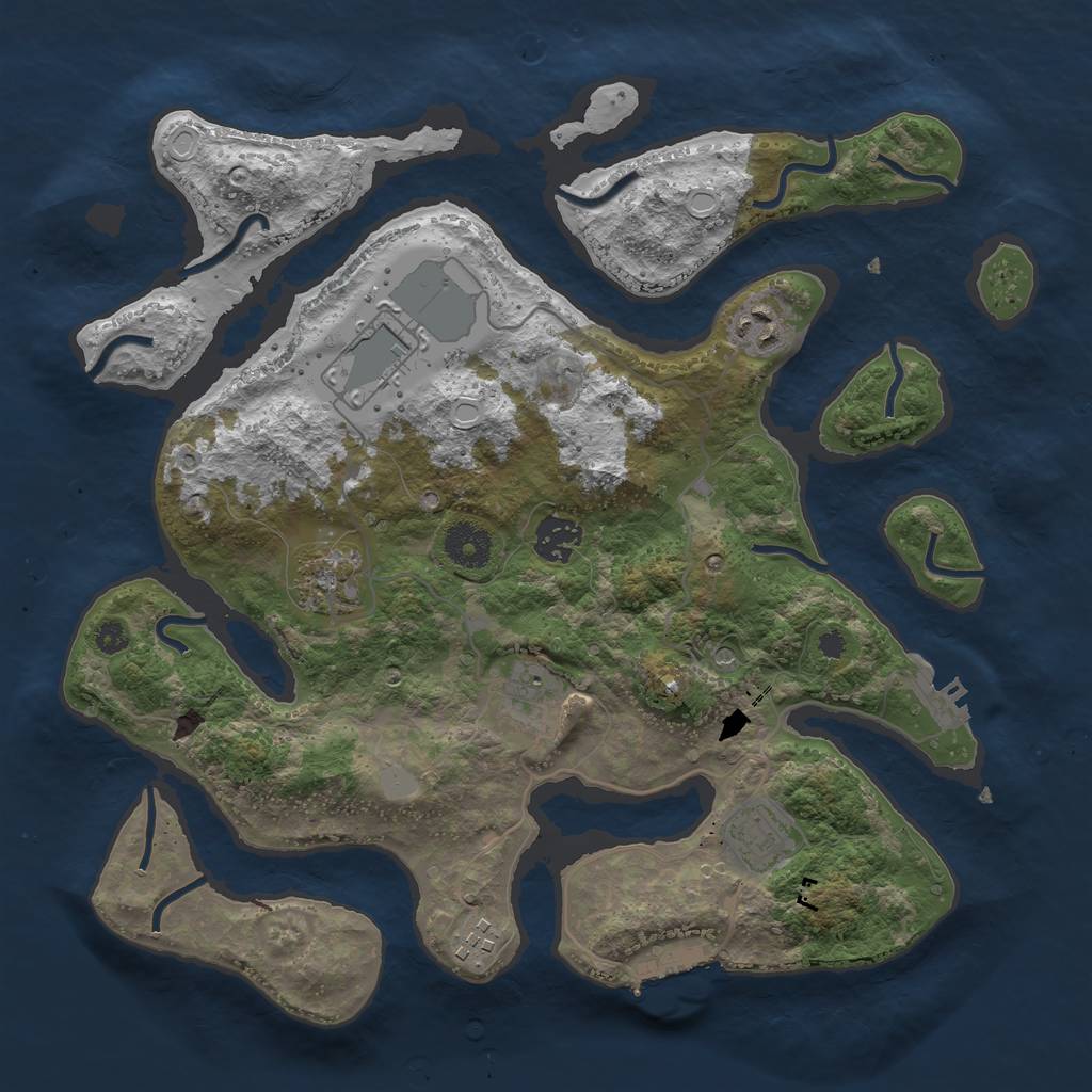 Rust Map: Procedural Map, Size: 3500, Seed: 214521, 15 Monuments